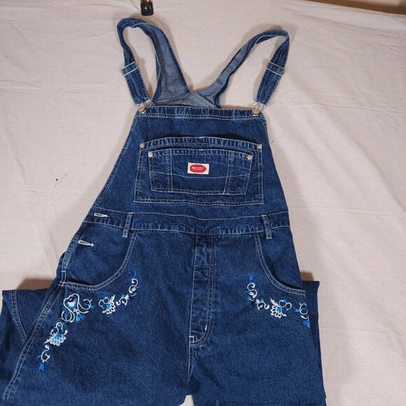 Vintage Revolt Floral Embroidered Denim Overalls Size 18 Y2K 90s Festival Retro - Picture 9 of 11